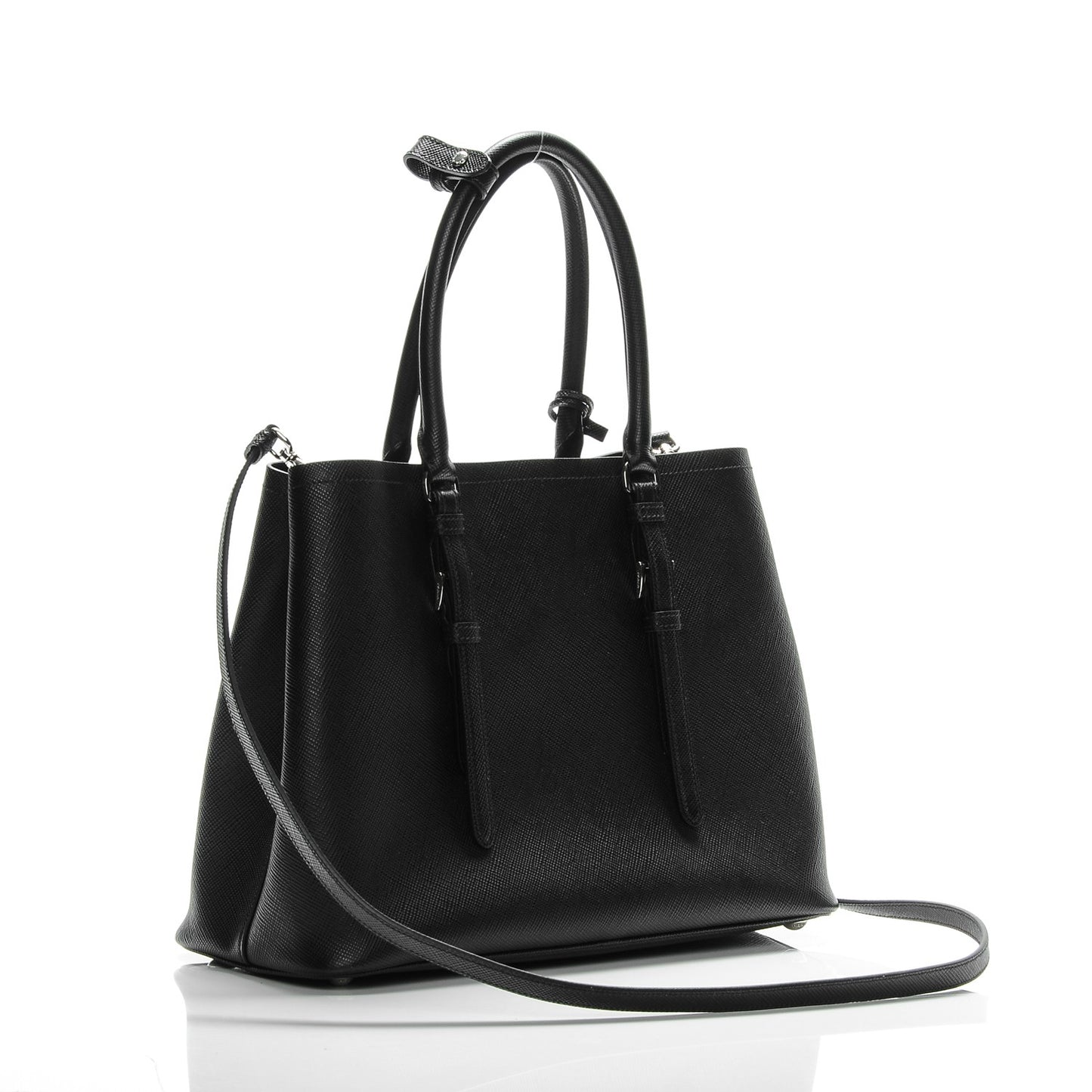 Saffiano Cuir Double Handle Tote Black