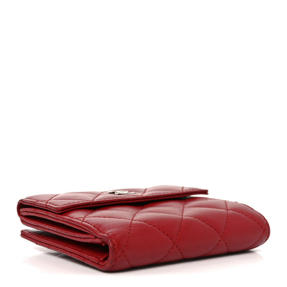 Chanel Lambskin Quilted Compact French Flap Wallet Red 4 of 10