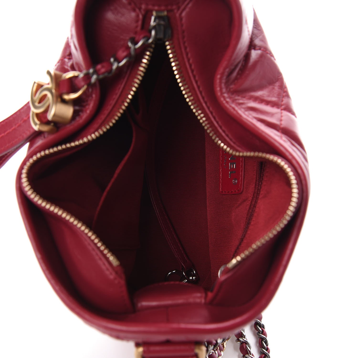 Chanel Aged Calfskin Quilted Small Gabrielle Hobo Dark Pink 5 of 10