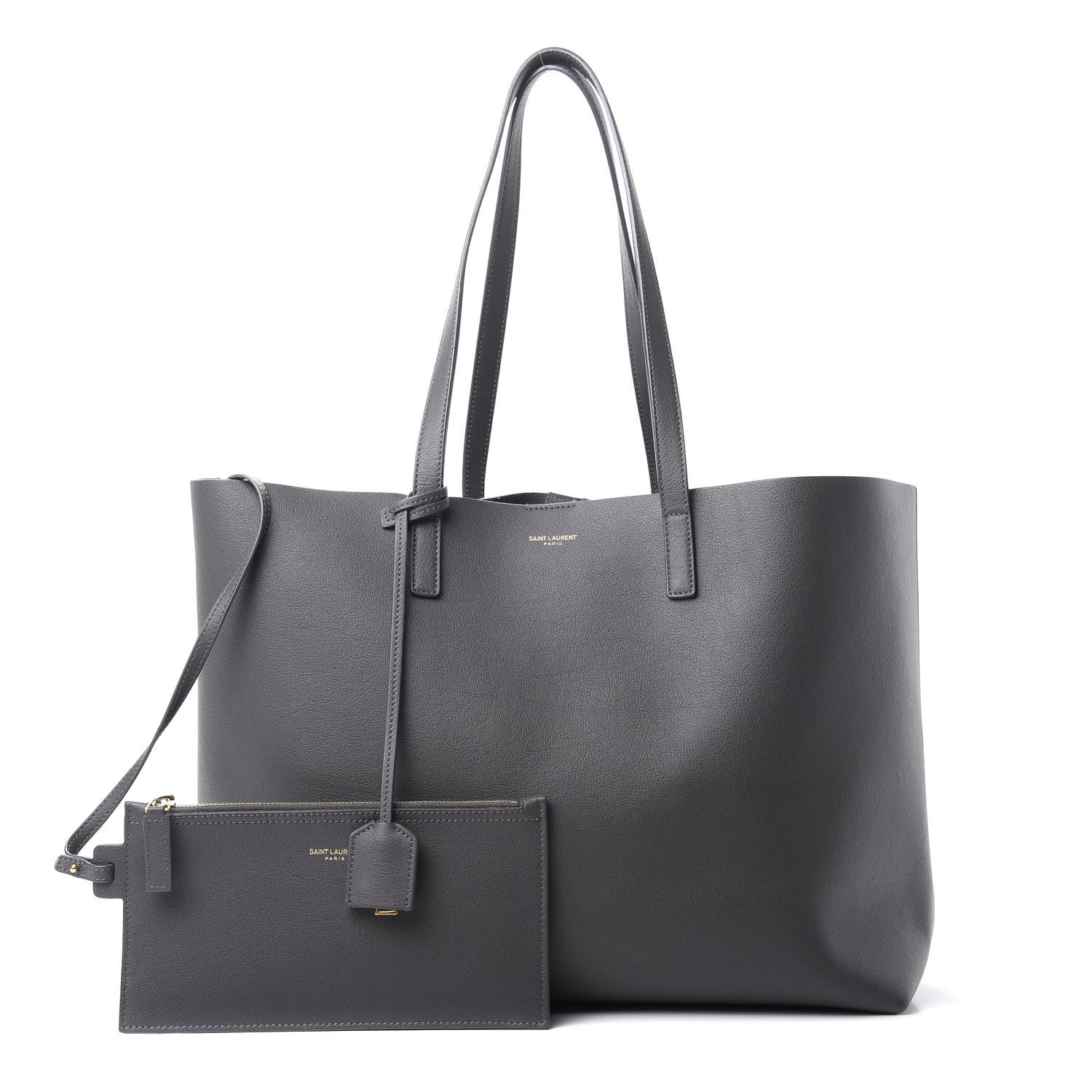 Saint Laurent Calfskin Large Shopping Tote Storm 1 of 12