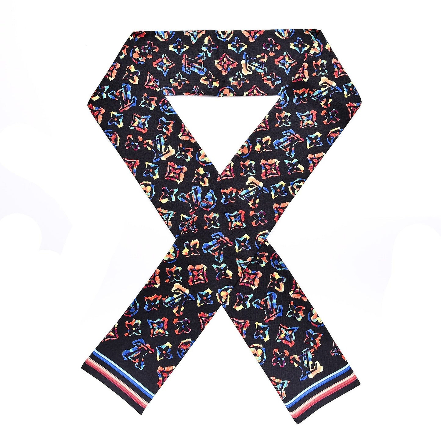 Silk Monogram Rainbow Bandeau Black