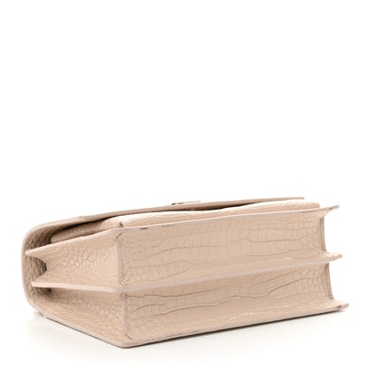 Saint Laurent Calfskin Crocodile Embossed Medium Monogram Sunset Rose Antic 4 of 15