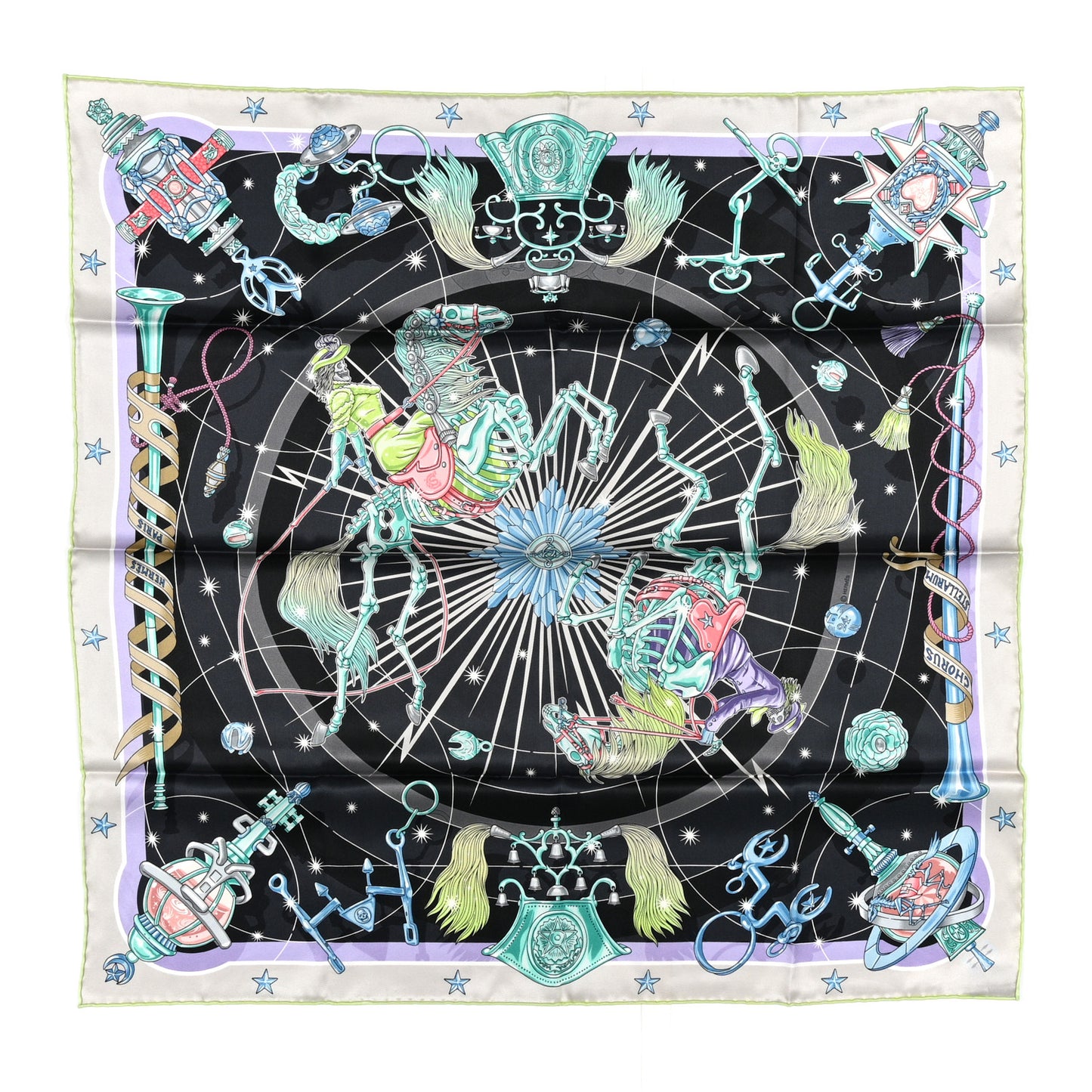Silk Chorus Stellarum Scarf 70 Gris Nacre Anthracite Gris Nacre Anthracite