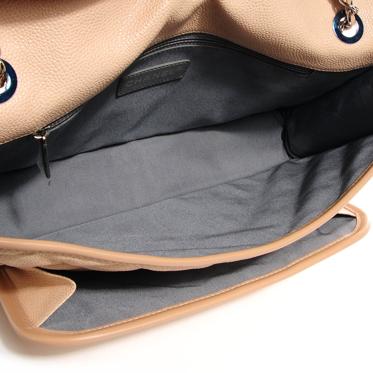 Caviar French Riviera Large Flap Beige