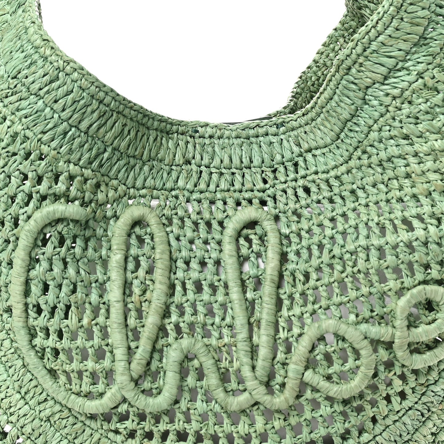 Raffia Calfskin Summer Banana Hobo Tea Leaf Green