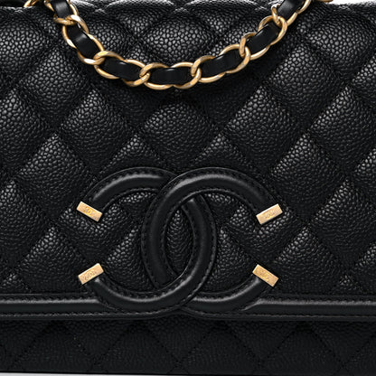 Chanel Caviar Quilted Medium CC Filigree Flap Black 8 of 12