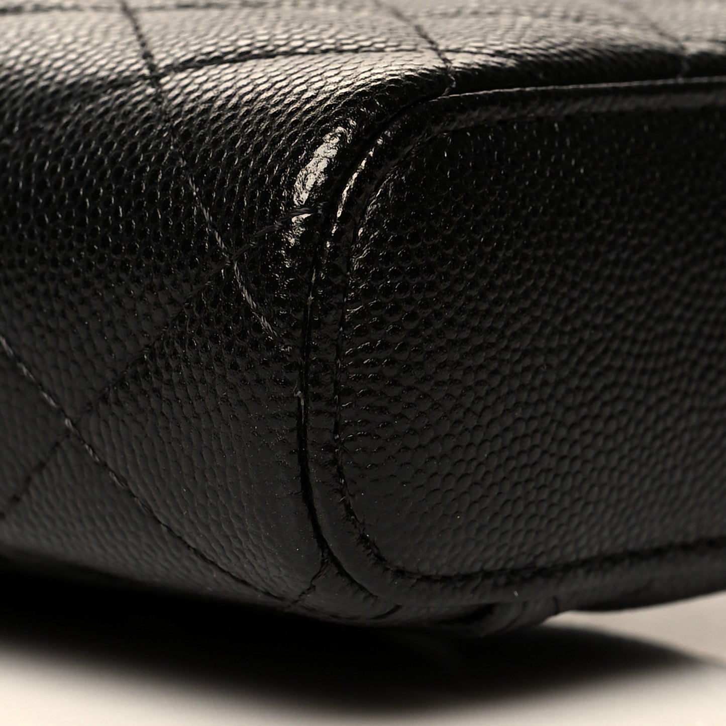 Caviar Quilted Phone Holder With Chain Black