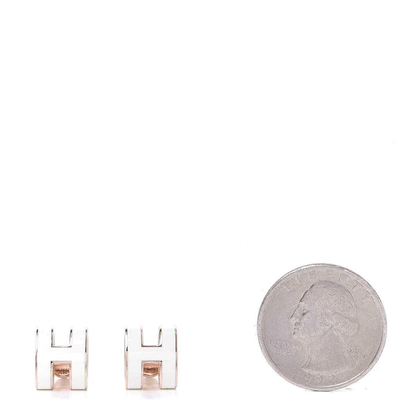Gold Lacquered Pop H Earrings Ecru