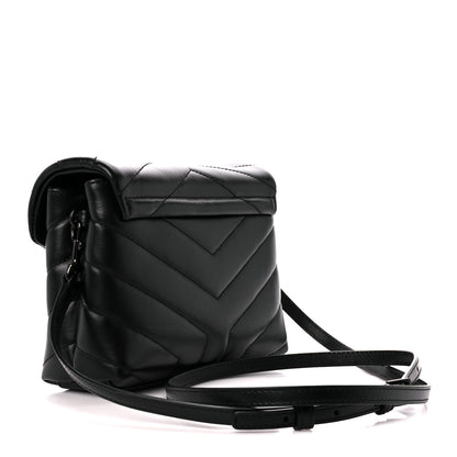 Saint Laurent Calfskin Y Quilted Monogram Monochrome Toy Loulou Crossbody Bag Black 3 of 12