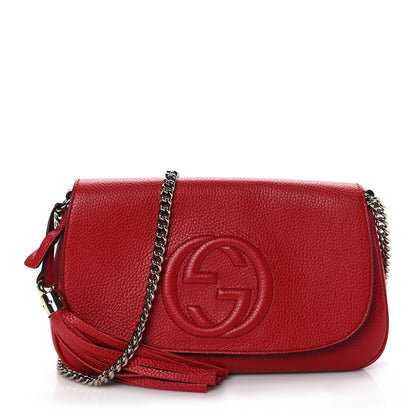 Gucci Pebbled Calfskin Medium Soho Flap Crossbody Vibrant Red 1 of 9