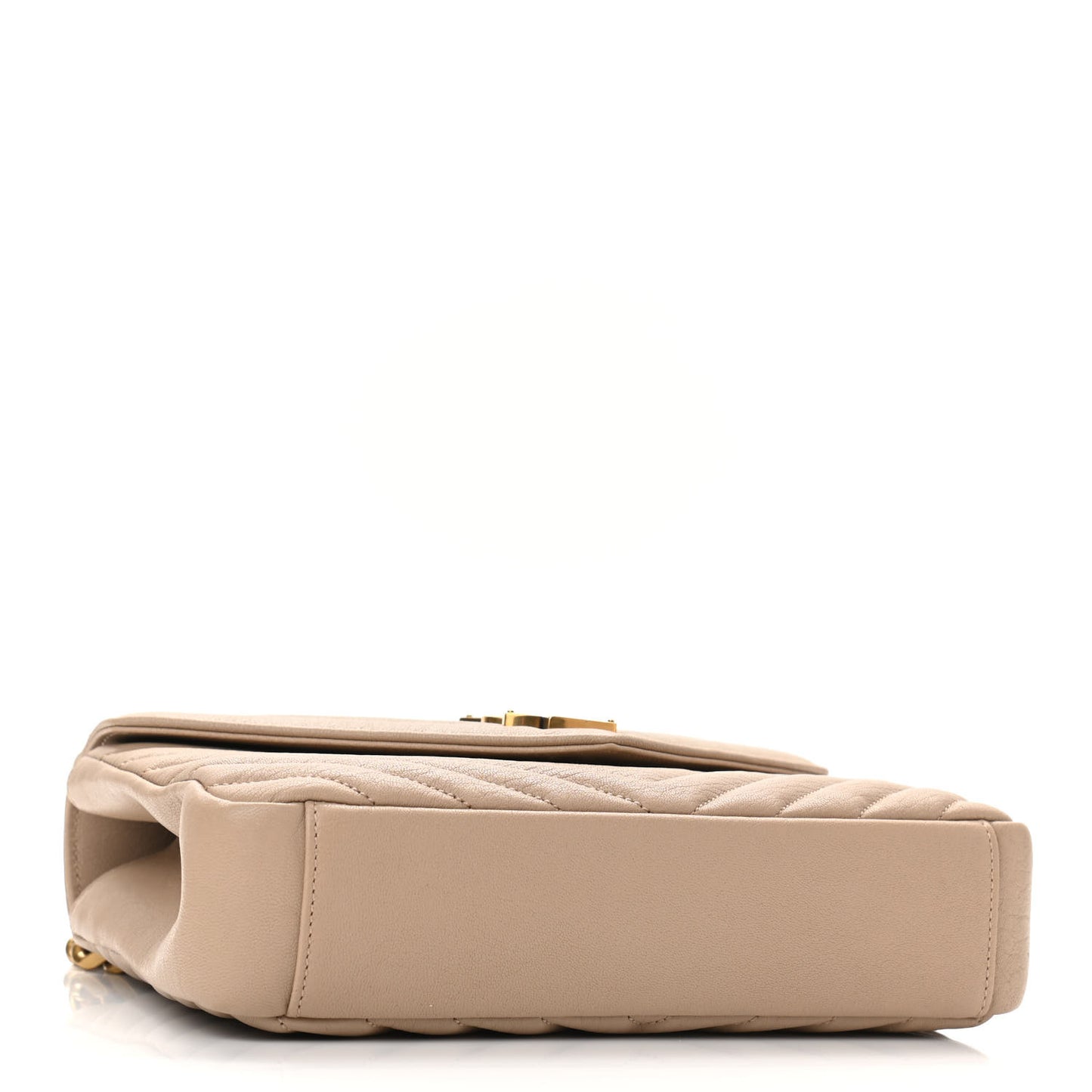 Sheepskin Matelasse Chevron Monogram Medium College Bag Dark Beige