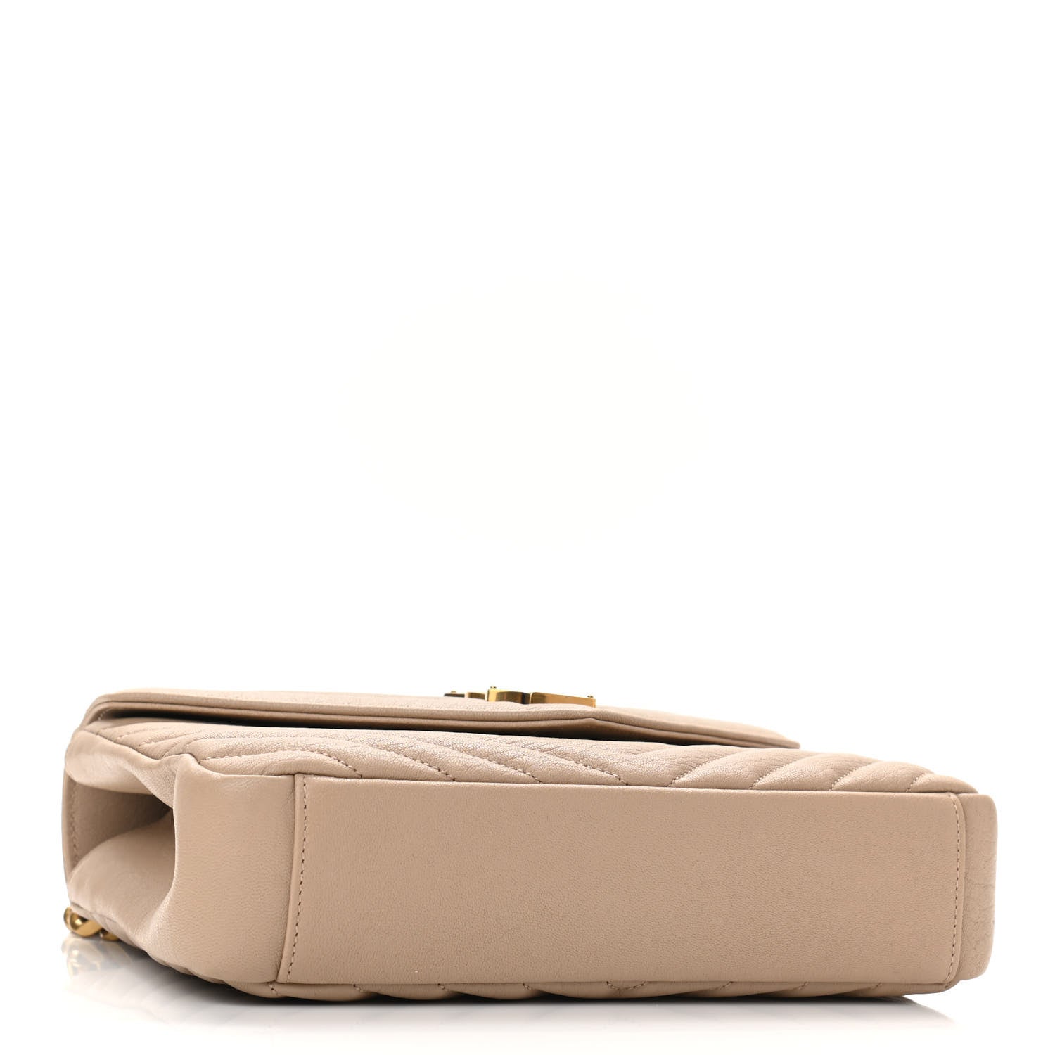 Saint Laurent Sheepskin Matelasse Chevron Monogram Medium College Bag Dark Beige 4 of 9