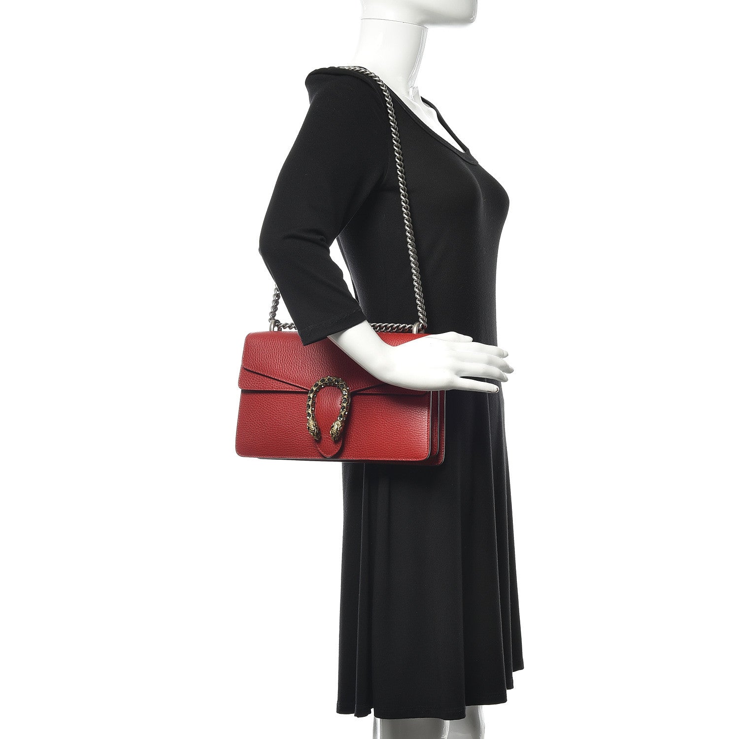 Gucci Dollar Calfskin Swarovski Crystal Small Dionysus Shoulder Bag Hibiscus Red 2 of 10