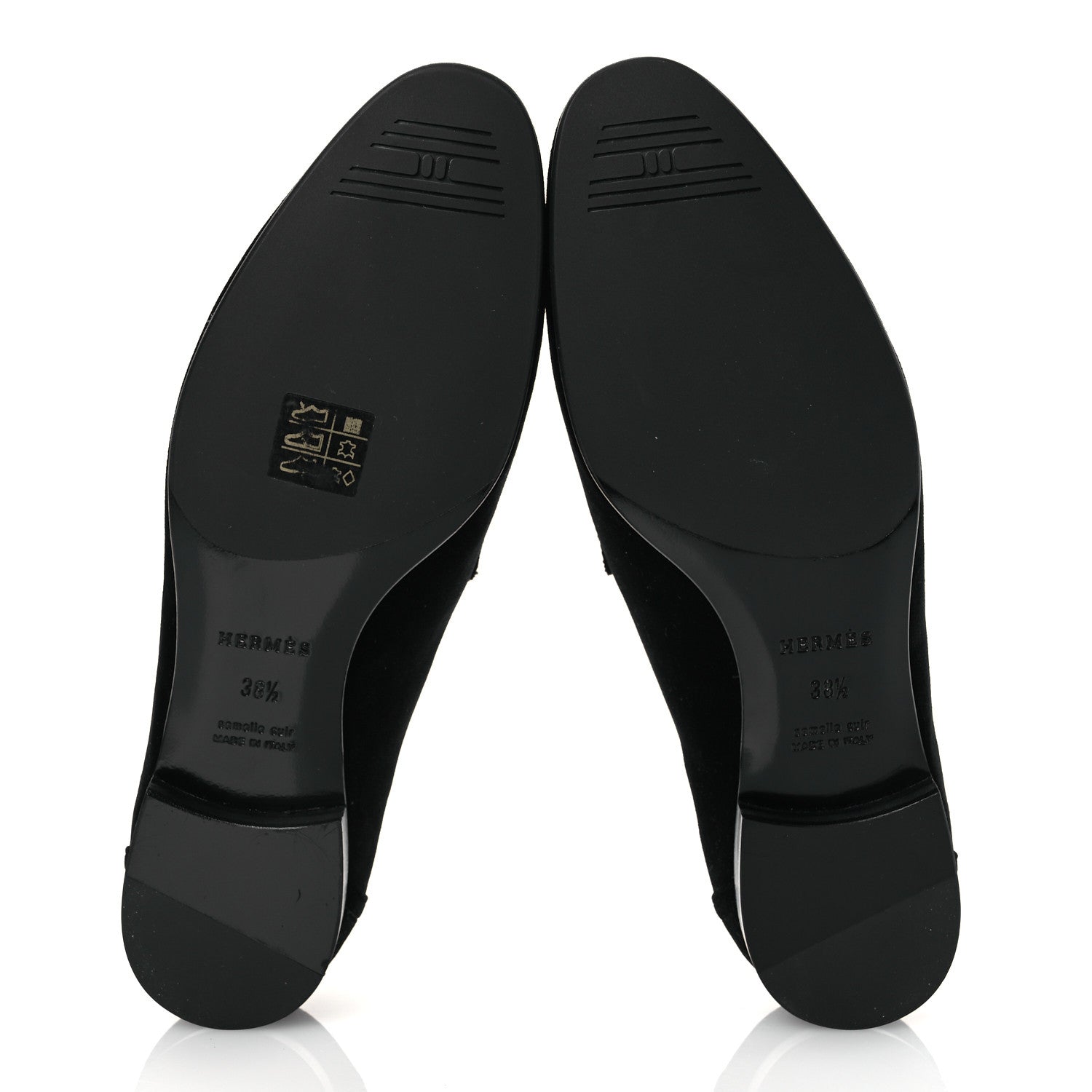 Hermes Velvet Womens Paris Loafers 38.5 Black 7 of 12