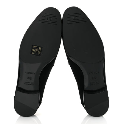 Hermes Velvet Womens Paris Loafers 38.5 Black 7 of 12
