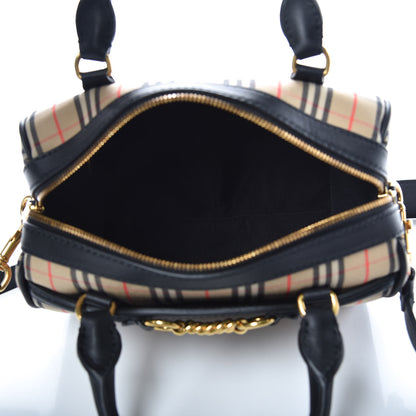 Burberry Smooth Calfskin 1983 Knight Check Link Bowling Bag Black 5 of 8