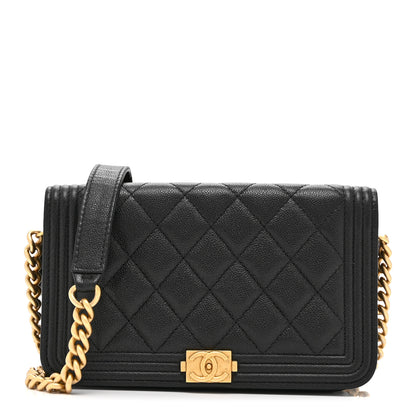 Chanel Caviar Quilted Boy Phone Holder Wallet On Chain Black 1 of 12