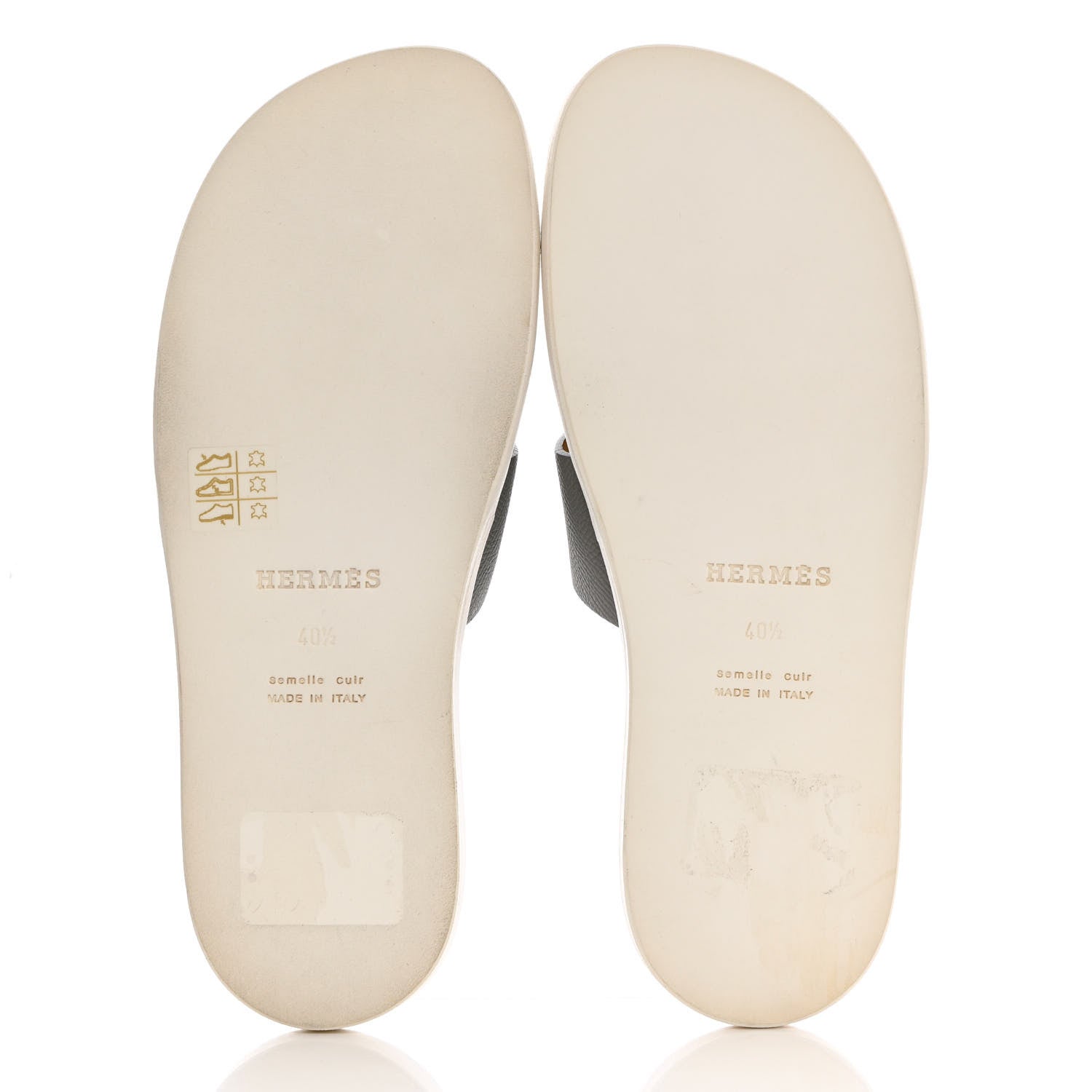 Hermes Epsom Mens Izmir Sandals 40.5 Gris Mouette Bleu 5 of 10
