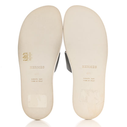 Hermes Epsom Mens Izmir Sandals 40.5 Gris Mouette Bleu 5 of 10
