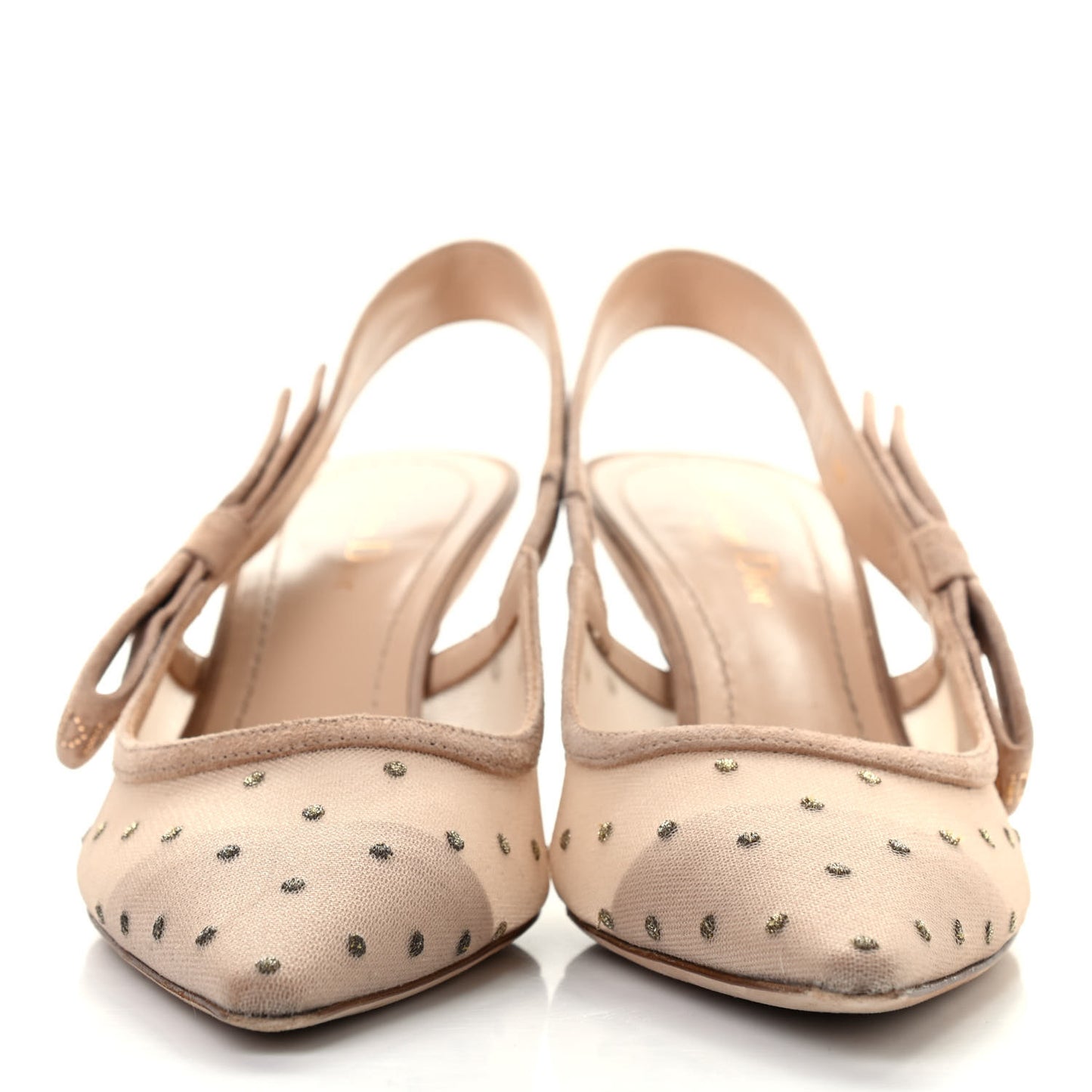 Mesh Suede Crystal J'Adior Slingback 65mm Pumps 40 Nude