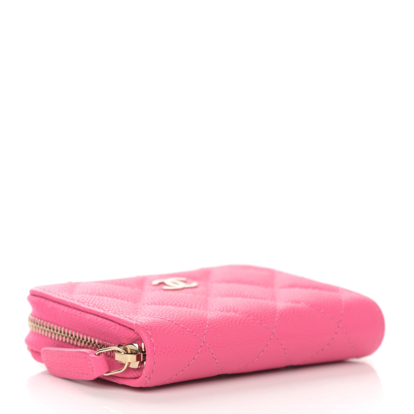 Caviar Quilted Zip Coin Purse Pink