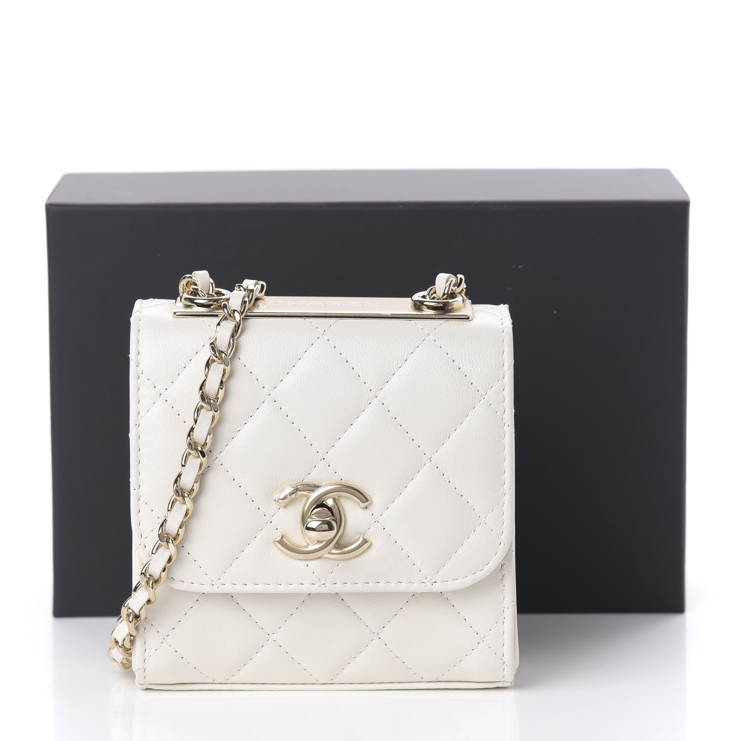 Chanel Lambskin Quilted Mini Trendy CC Chain Wallet White 11 of 11