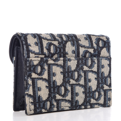 Christian Dior Oblique Saddle Card Holder Blue 3 of 10