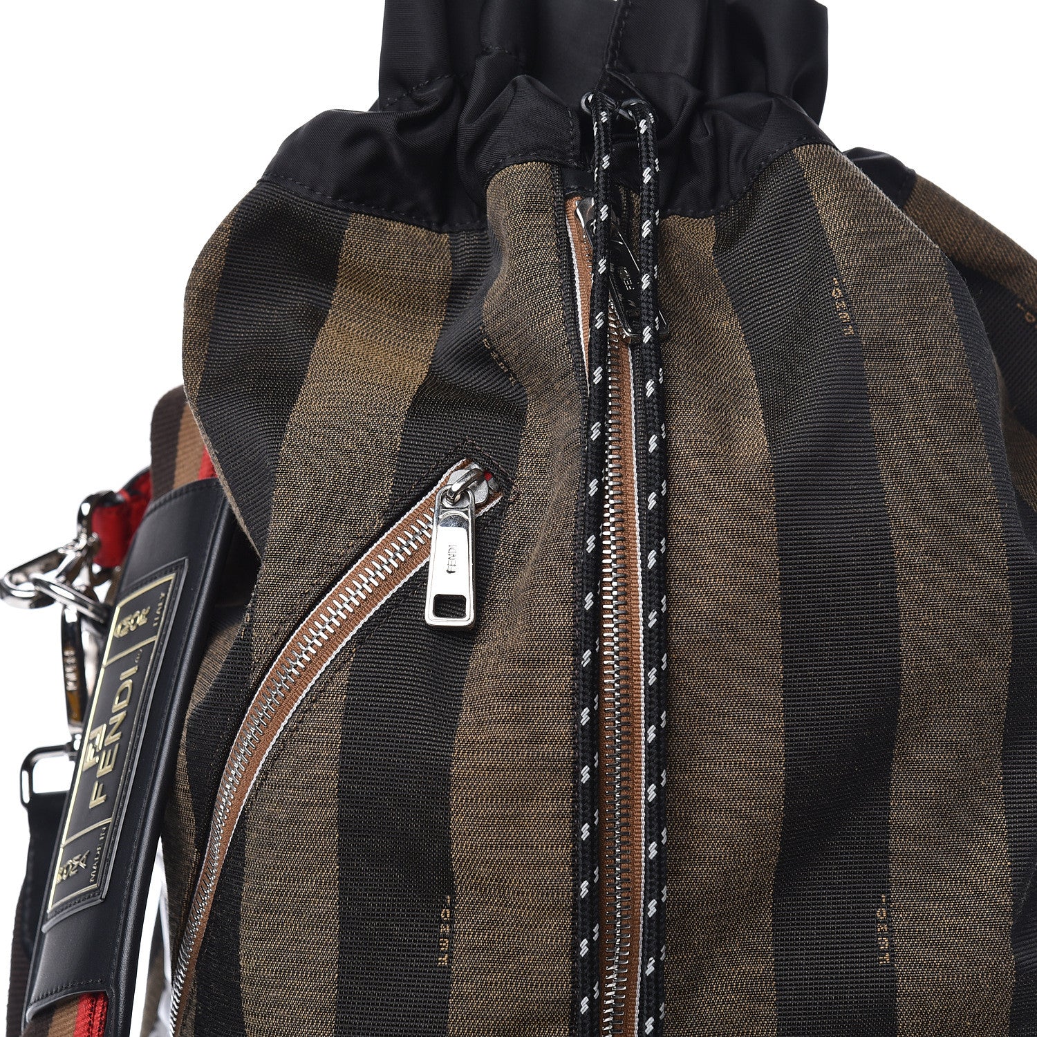 Fendi Fabric Jacquard Cuoio Romano Vitello Pequin Bi-Color FF 1974 Embossed Mon Tresor Holdall Bag Tobacco Moro Rosso Malboro Maya Black 11 of 12