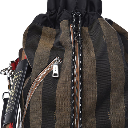 Fendi Fabric Jacquard Cuoio Romano Vitello Pequin Bi-Color FF 1974 Embossed Mon Tresor Holdall Bag Tobacco Moro Rosso Malboro Maya Black 11 of 12