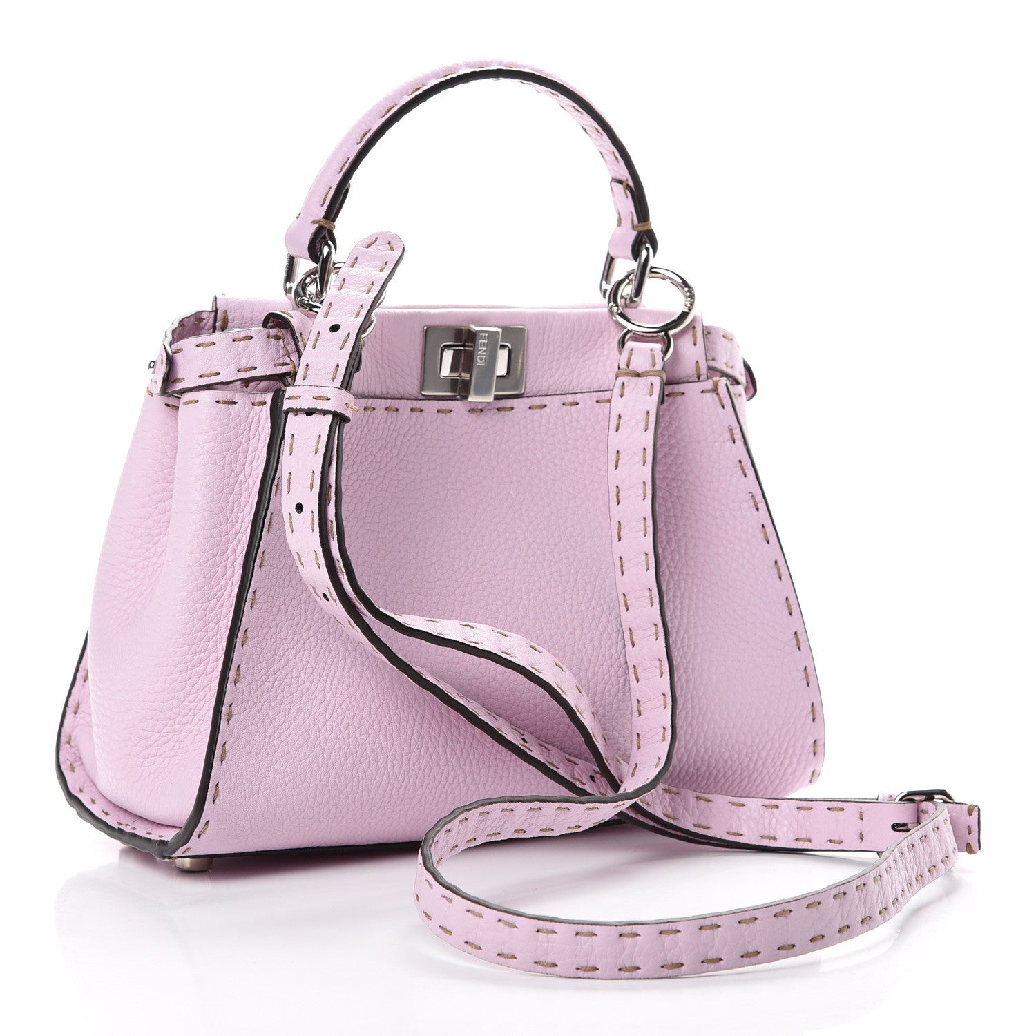 Fendi Cuoio Romano Selleria Mini Peekaboo Iconic Satchel Anemone 2 of 11