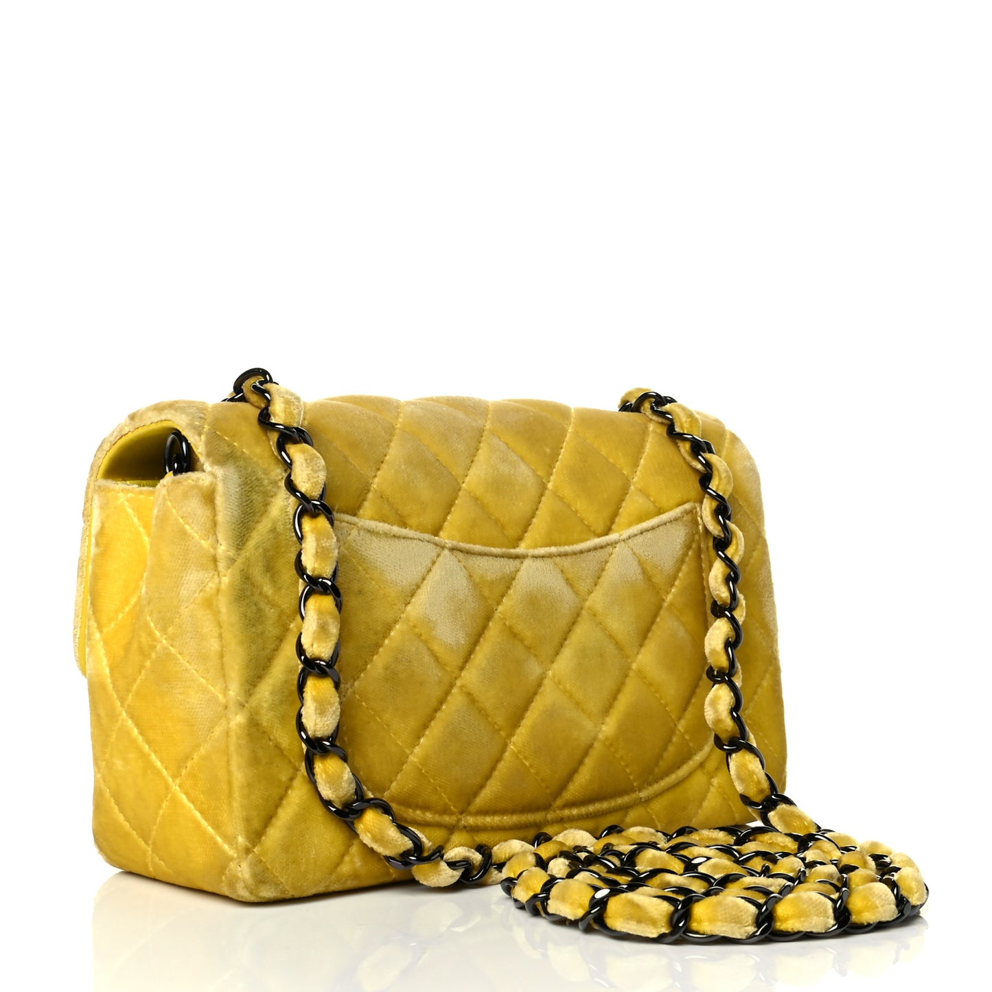 Velvet Quilted Mini Rectangular Flap Yellow
