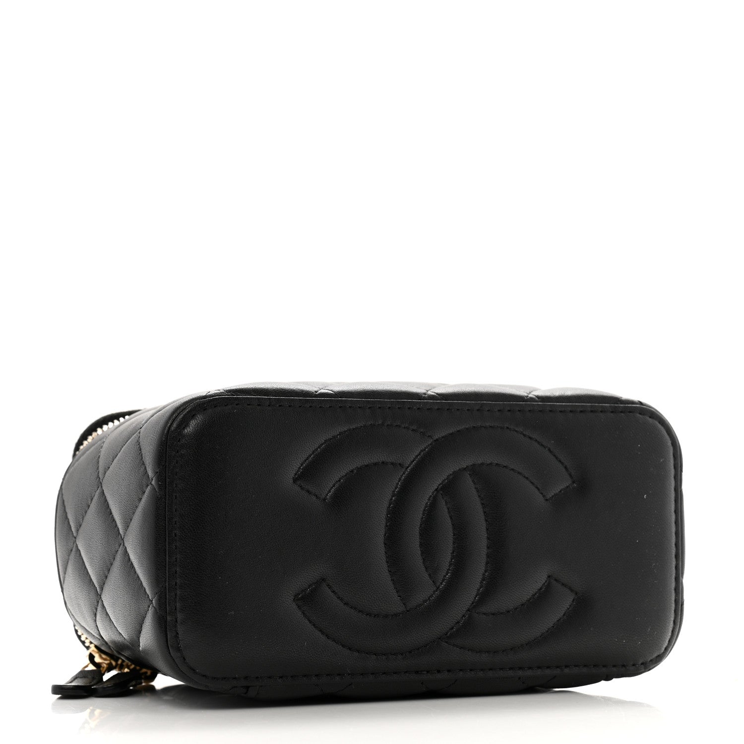 Chanel Lambskin Quilted Metal Small Top Handle Vanity Case With Chain Black 4 of 16