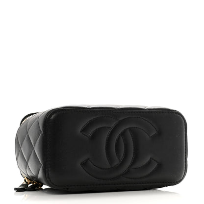 Chanel Lambskin Quilted Metal Small Top Handle Vanity Case With Chain Black 4 of 16