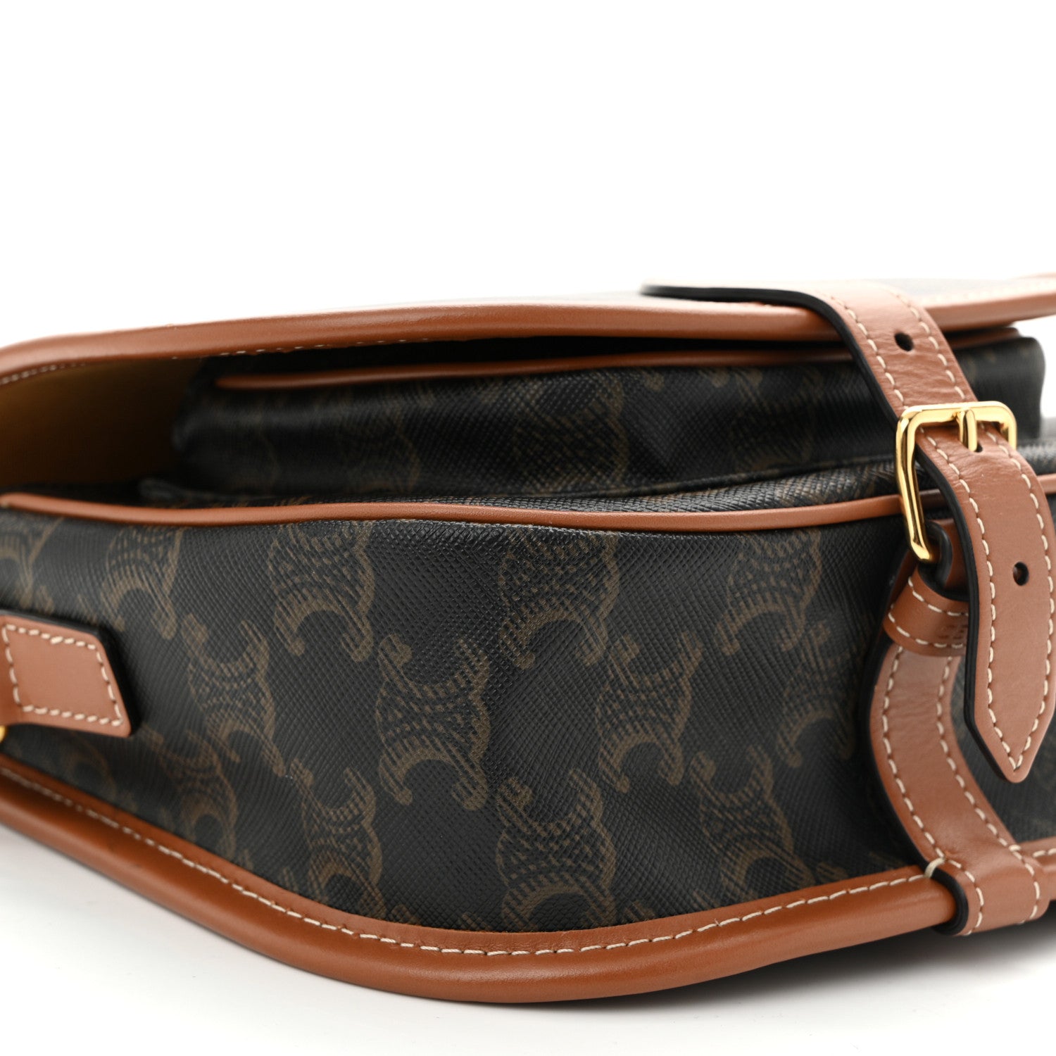 Celine Triomphe Canvas Medium Folco Bag Tan 6 of 7