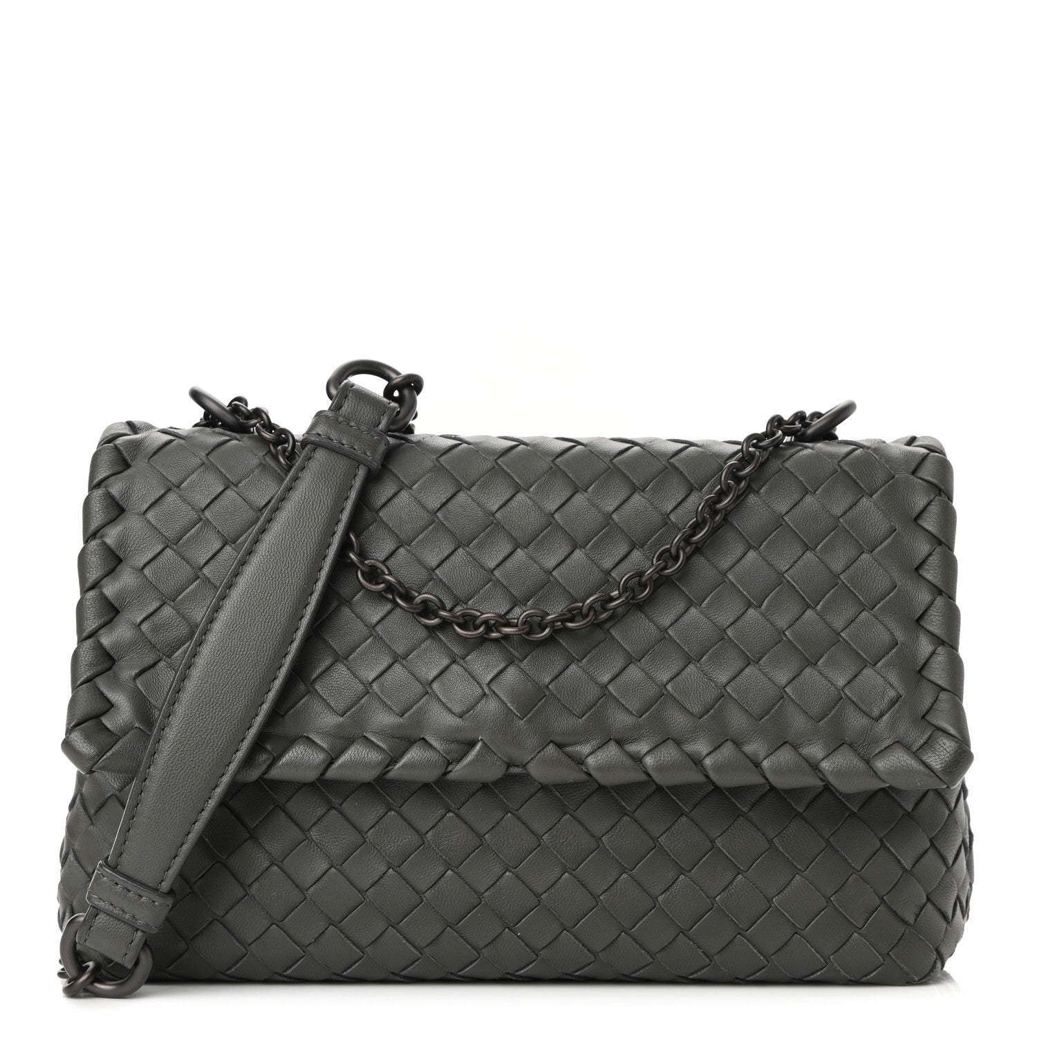 Bottega Veneta Nappa Intrecciato Baby Olimpia Shoulder Bag Steel 1 of 9