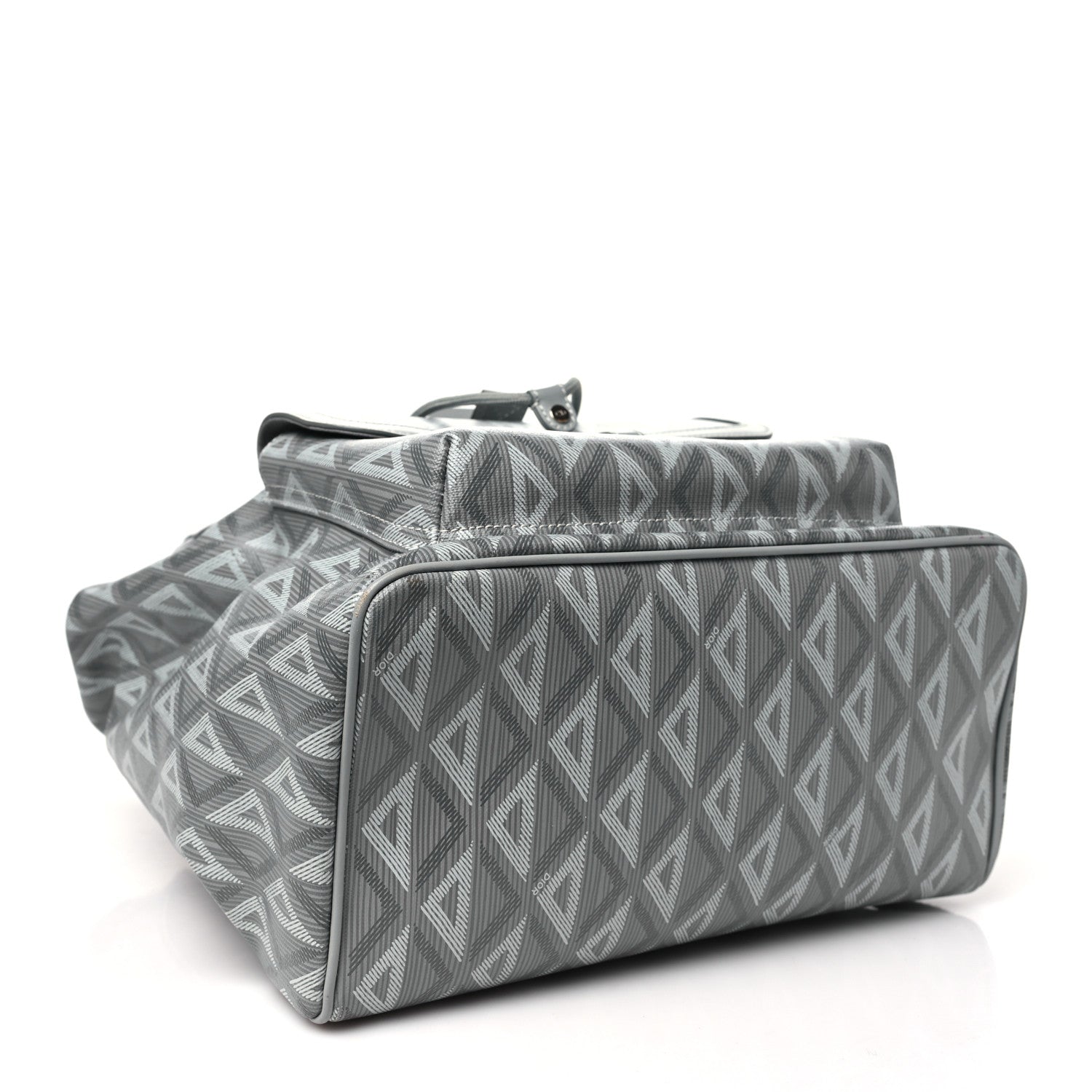 Christian Dior Coated Canvas CD Diamond Flap Backpack Gray 1626945