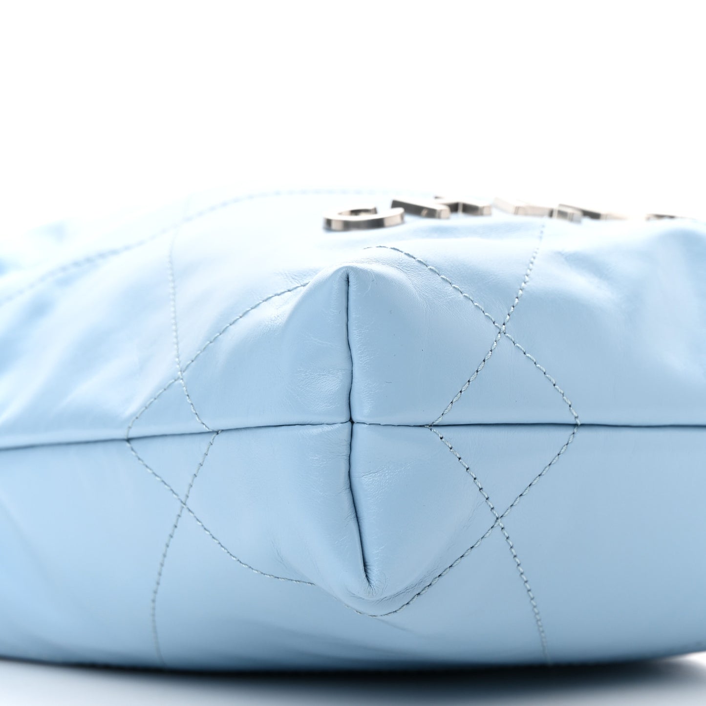 Shiny Calfskin Quilted Mini Chanel 22 Light Blue