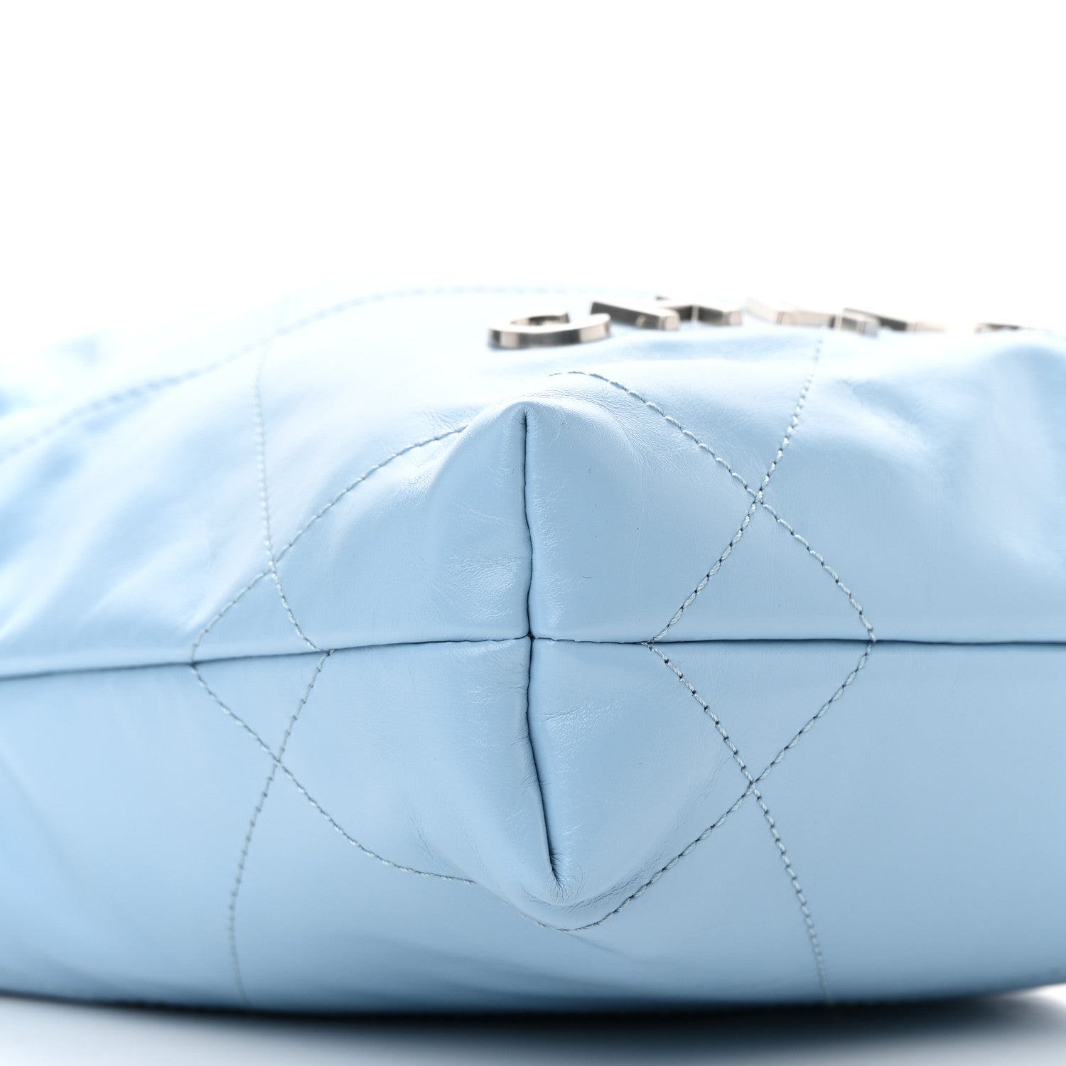 Chanel Shiny Calfskin Quilted Mini Chanel 22 Light Blue 9 of 10
