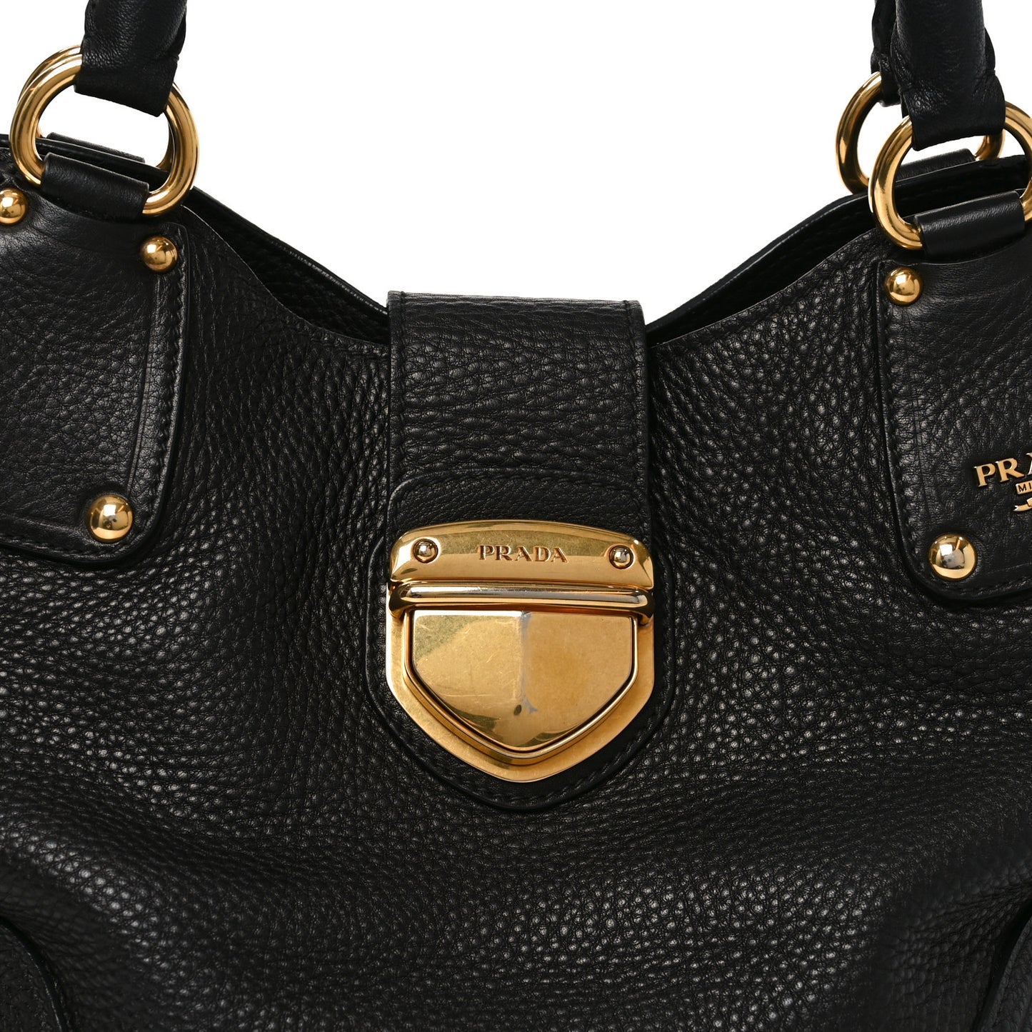 Vitello Daino Pushlock Tote Black