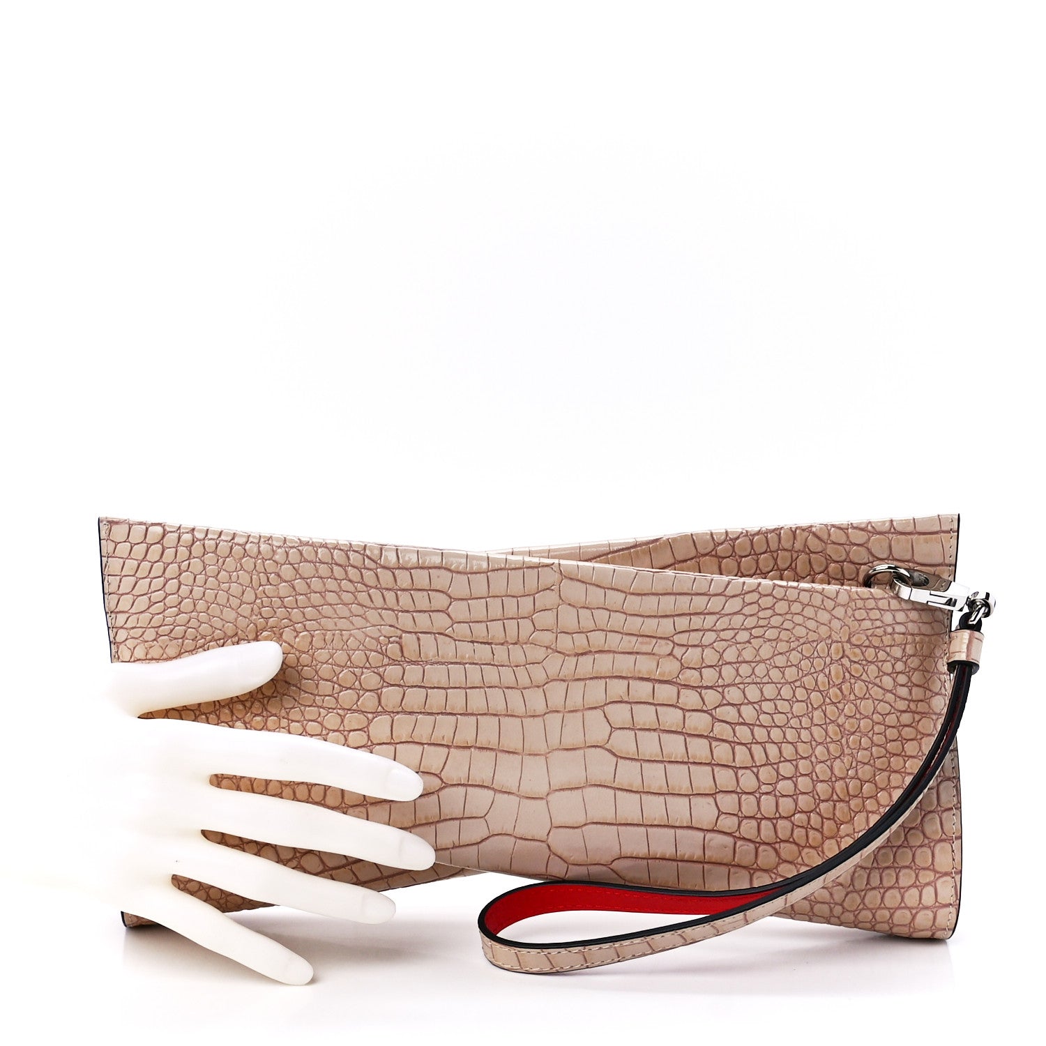 Christian Louboutin Loubitwist Crocodile Embossed Clutch Leche 2 of 10