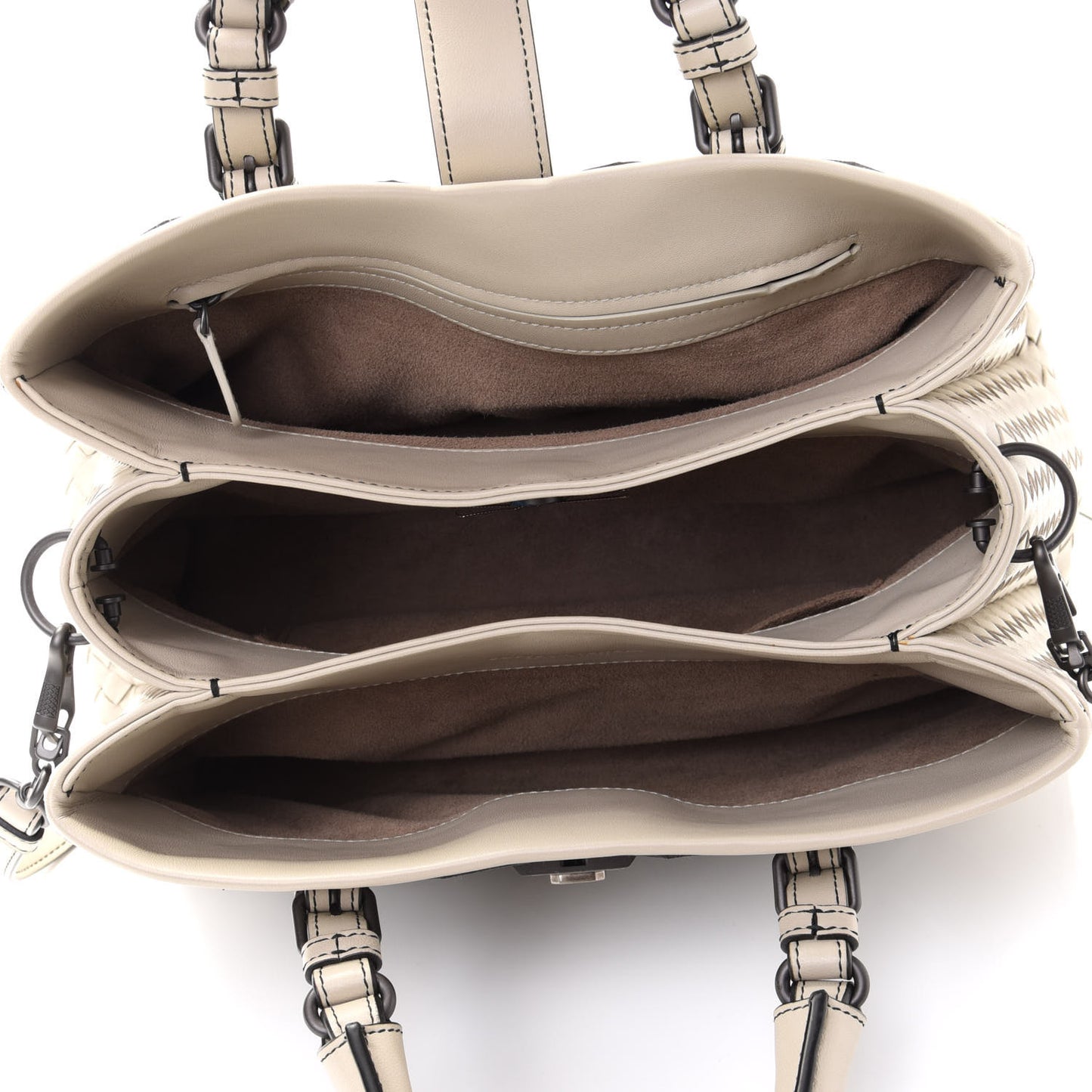 Light Calf Snakeskin Intrecciato Patchwork Small Roma Cream