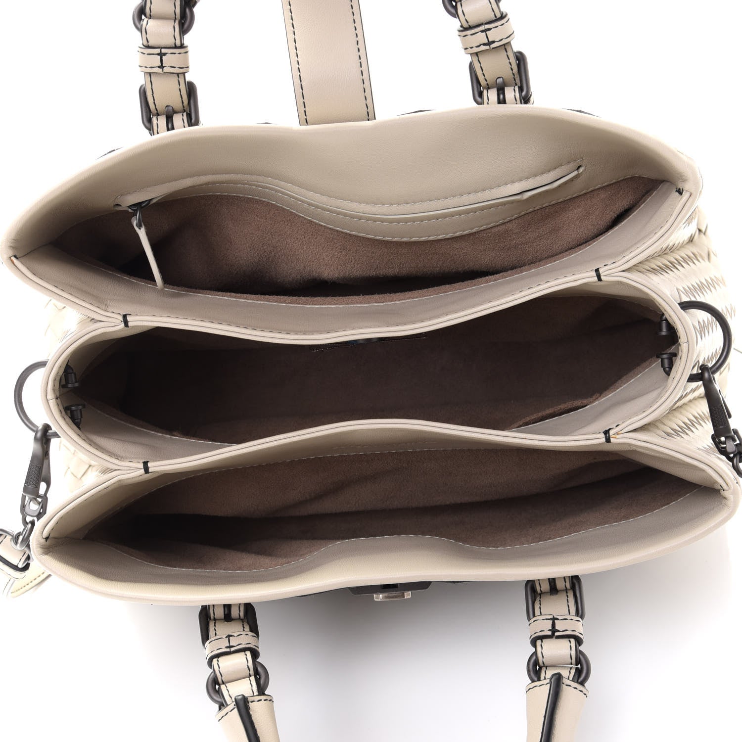 Bottega Veneta Light Calf Snakeskin Intrecciato Patchwork Small Roma Cream 5 of 11