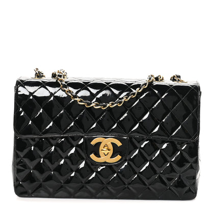 Chanel Patent Quilted XL Jumbo Single Flap Black 1 of 11