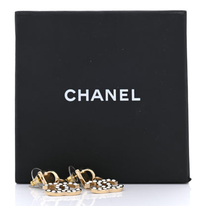 Chanel Metal Crystal CC Drop Earrings Gold 5 of 5