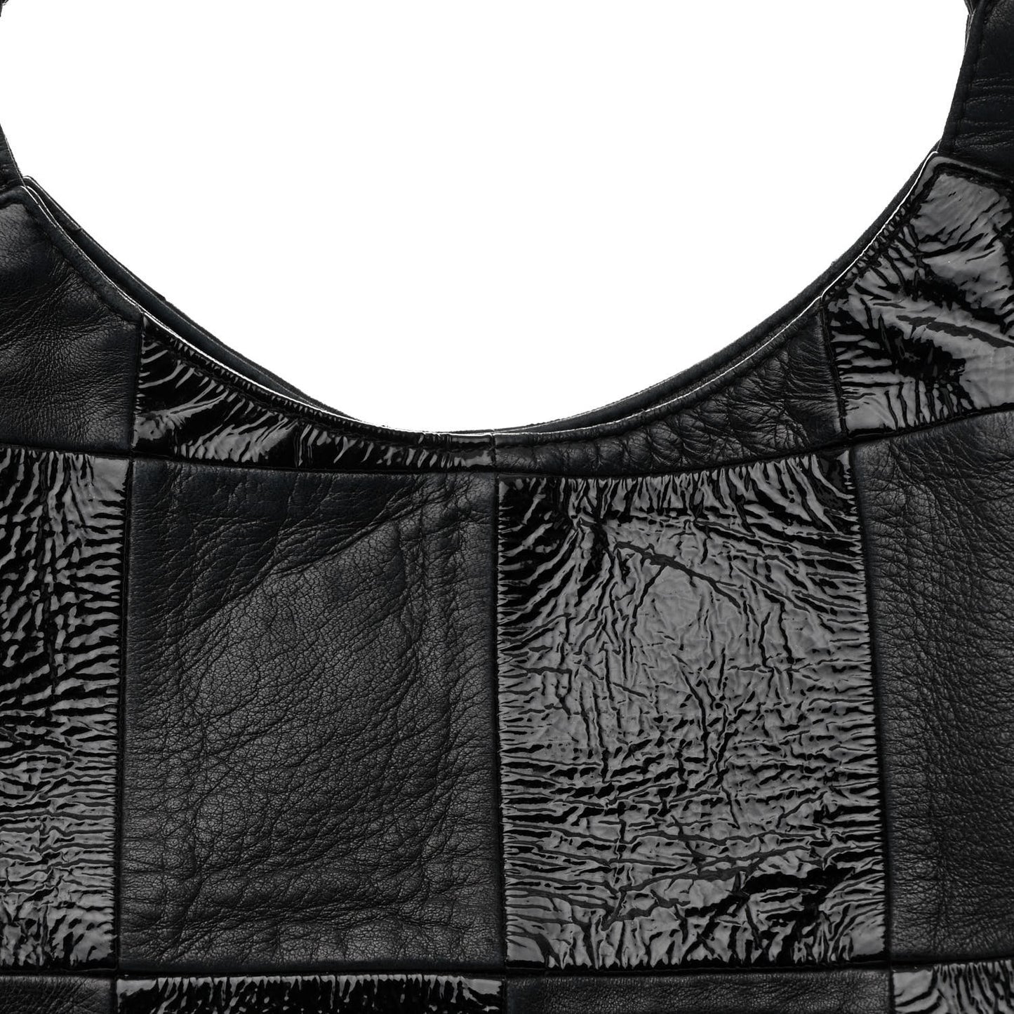 Patent Calfskin Patchwork Brooklyn Tote Black