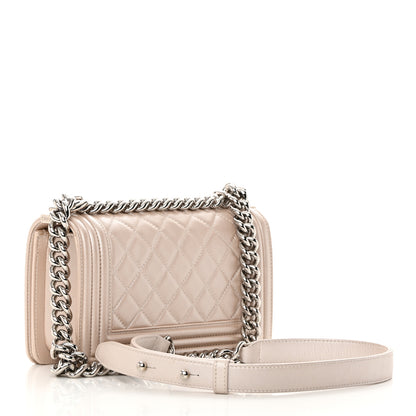Chanel Metallic Calfskin Quilted Small Boy Flap Light Pink 3 of 15