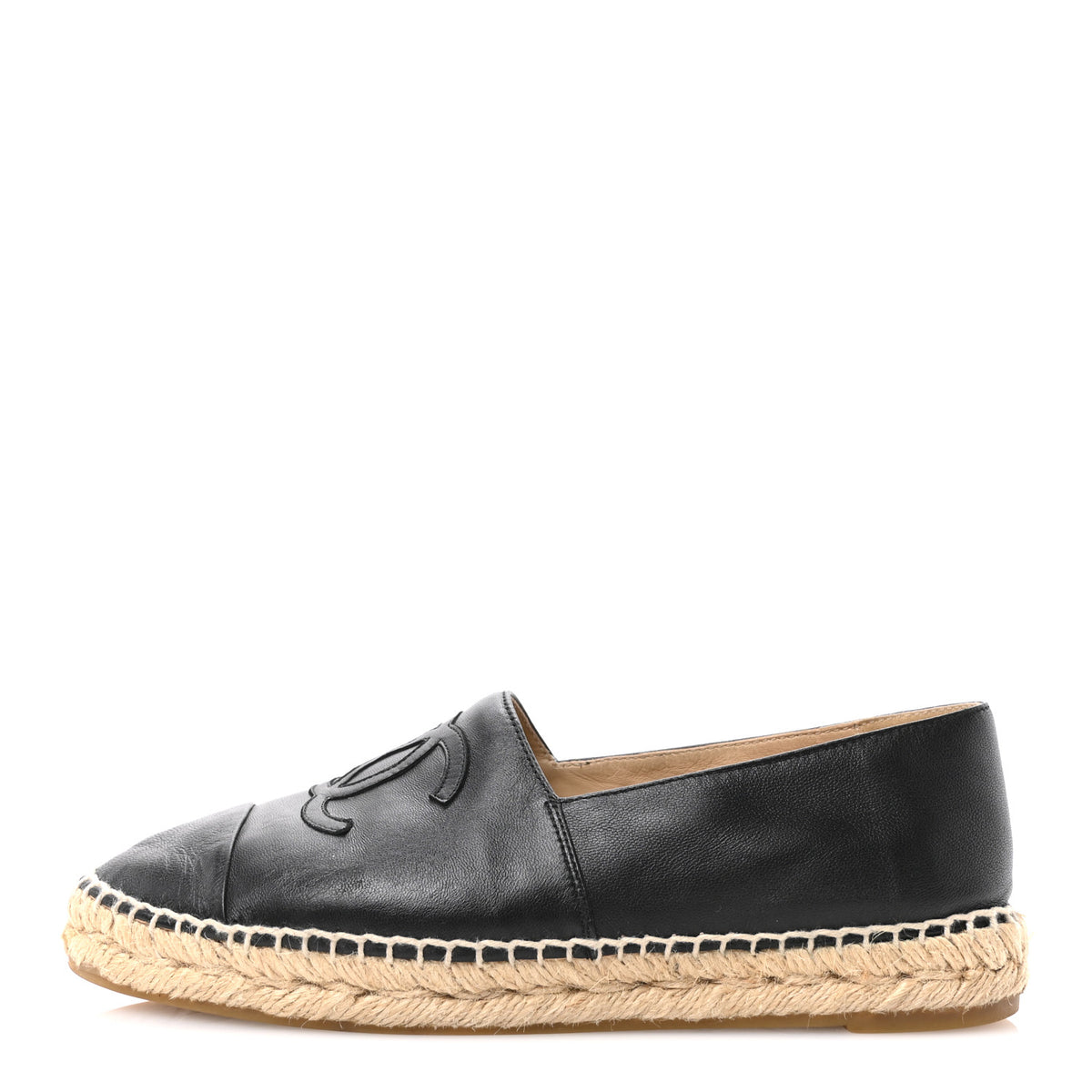 Chanel Lambskin CC Espadrilles 37 Black 1 of 9