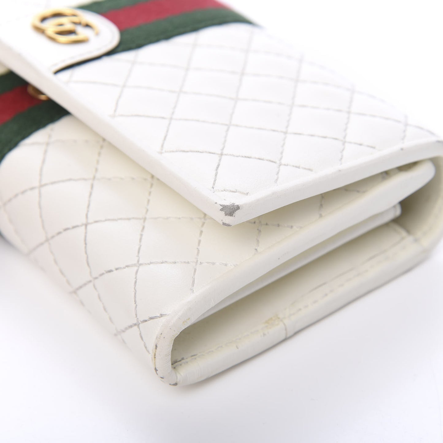 Calfskin Web Trapuntata GG Continental Wallet Off White