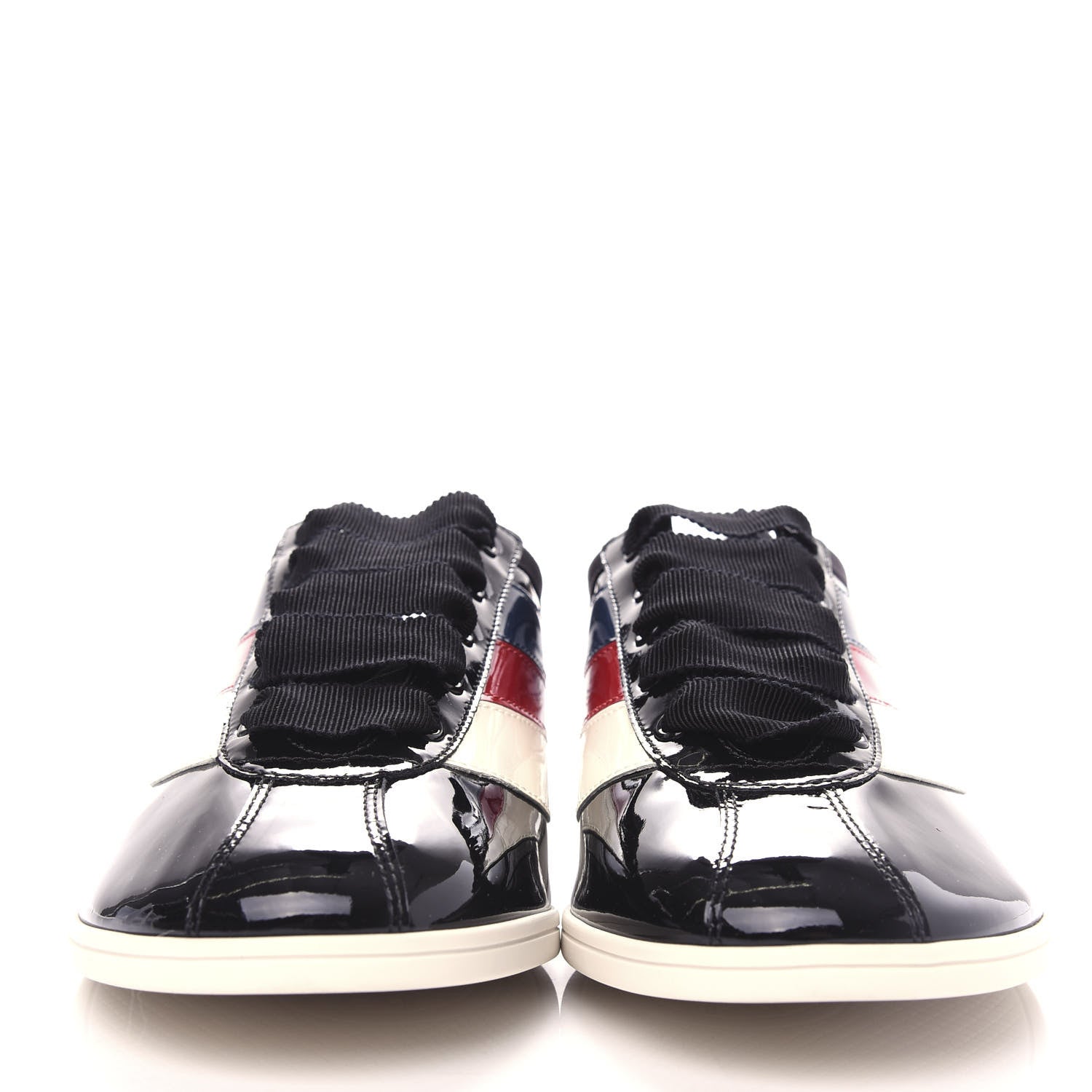 Gucci Patent Calfskin Mens Web Falacer Sneakers 8 Black 2 of 12
