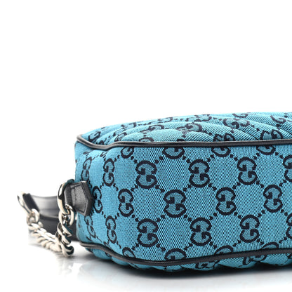 Gucci Monogram Multicolor Matelasse Diagonal Small GG Marmont Chain Shoulder Bag Light Blue 5 of 10